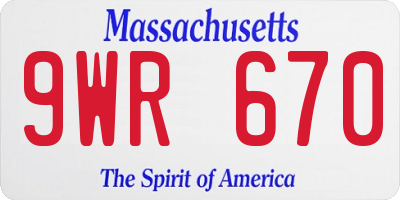 MA license plate 9WR670