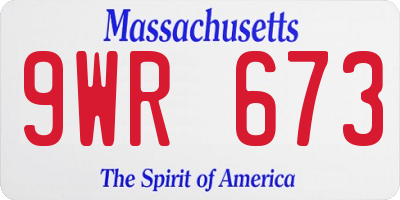 MA license plate 9WR673