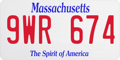 MA license plate 9WR674