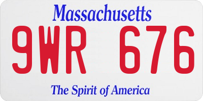 MA license plate 9WR676