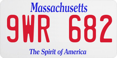 MA license plate 9WR682