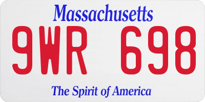 MA license plate 9WR698