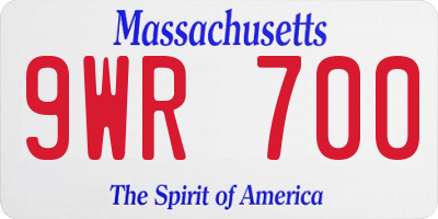 MA license plate 9WR700