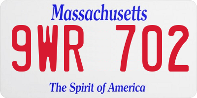 MA license plate 9WR702