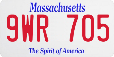 MA license plate 9WR705