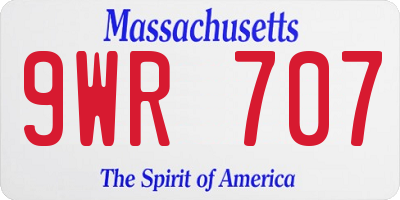 MA license plate 9WR707