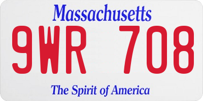 MA license plate 9WR708