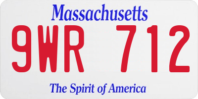 MA license plate 9WR712