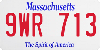 MA license plate 9WR713