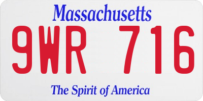 MA license plate 9WR716