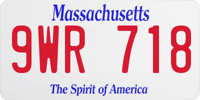 MA license plate 9WR718
