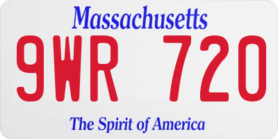 MA license plate 9WR720