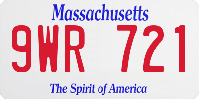 MA license plate 9WR721