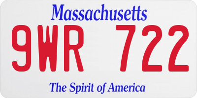 MA license plate 9WR722
