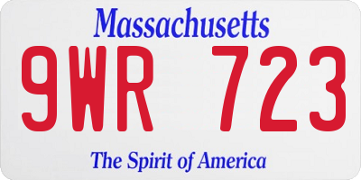 MA license plate 9WR723