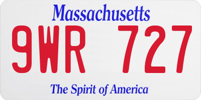 MA license plate 9WR727