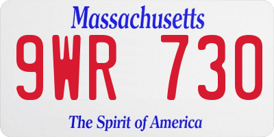 MA license plate 9WR730