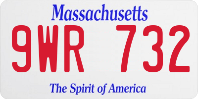 MA license plate 9WR732