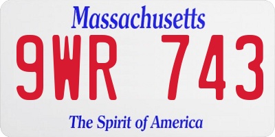 MA license plate 9WR743