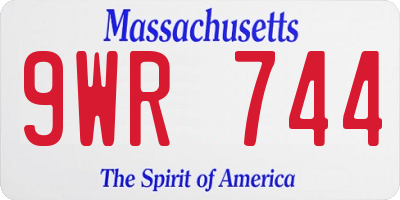 MA license plate 9WR744