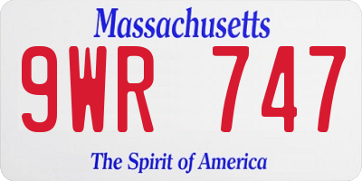 MA license plate 9WR747
