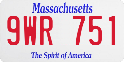 MA license plate 9WR751