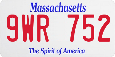 MA license plate 9WR752
