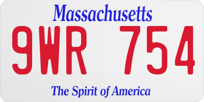 MA license plate 9WR754