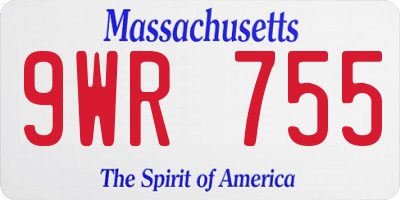 MA license plate 9WR755