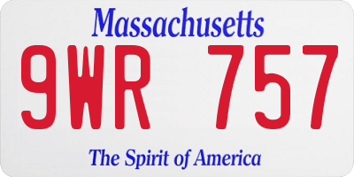 MA license plate 9WR757