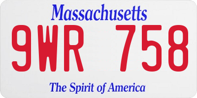 MA license plate 9WR758