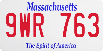 MA license plate 9WR763