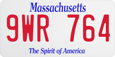 MA license plate 9WR764