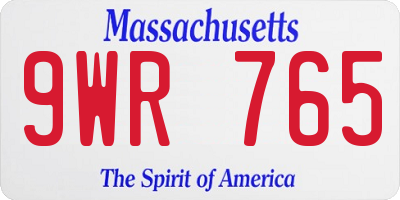 MA license plate 9WR765