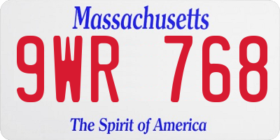 MA license plate 9WR768