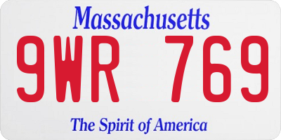 MA license plate 9WR769