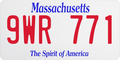MA license plate 9WR771