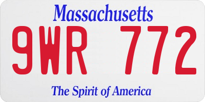 MA license plate 9WR772