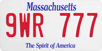 MA license plate 9WR777