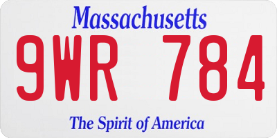 MA license plate 9WR784