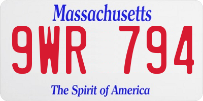 MA license plate 9WR794