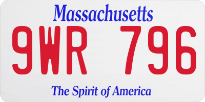 MA license plate 9WR796