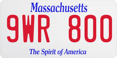 MA license plate 9WR800
