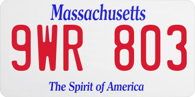 MA license plate 9WR803