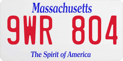 MA license plate 9WR804