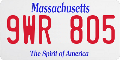MA license plate 9WR805