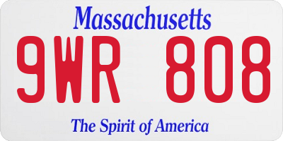 MA license plate 9WR808