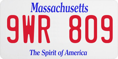 MA license plate 9WR809