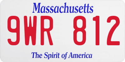 MA license plate 9WR812