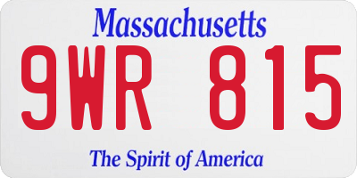 MA license plate 9WR815